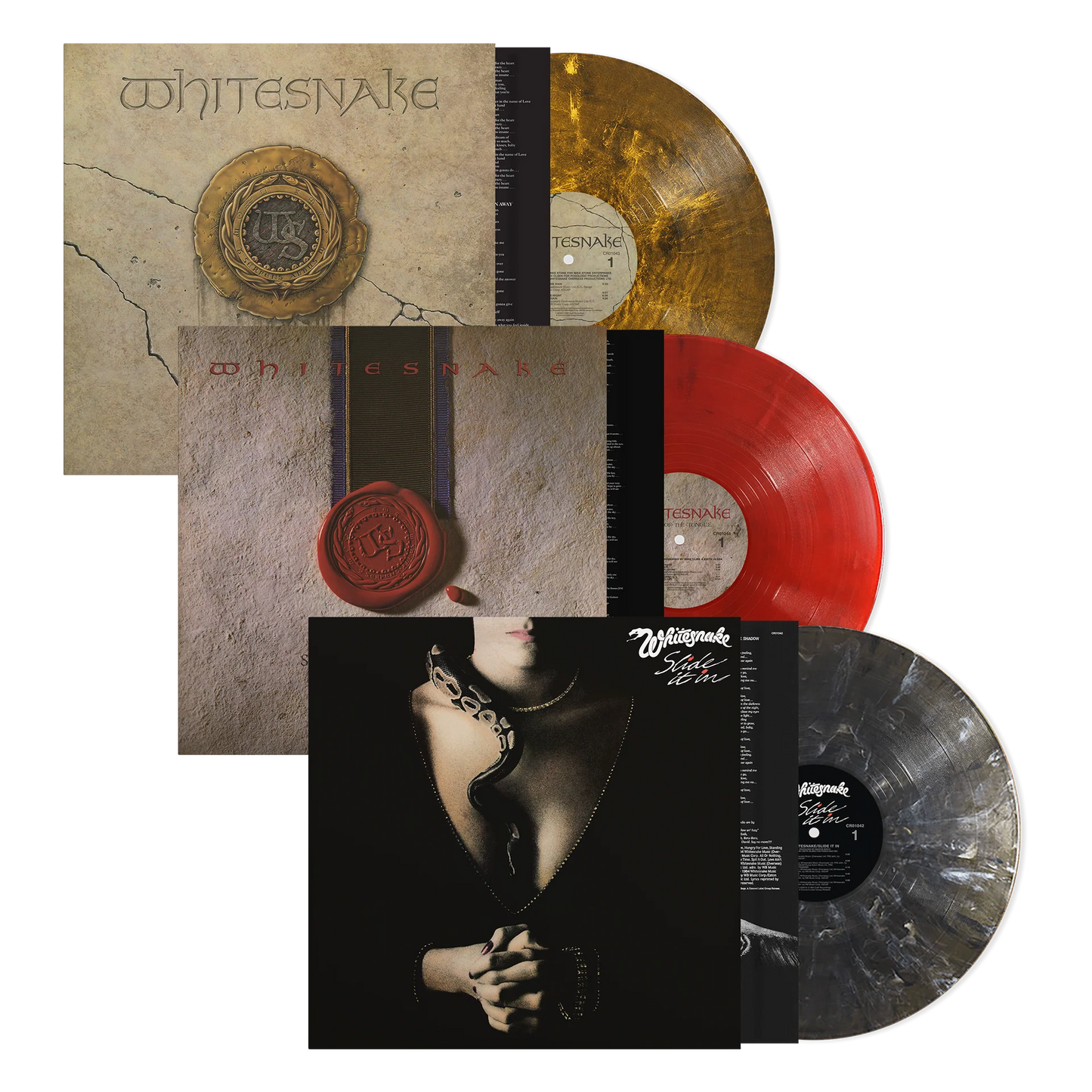 Whitesnake- (Gold Black Ice LP)  The Tongue (Crimson Moon LP) + Slide It In (Onyx LP) Bundle